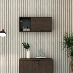 Imagem de Armário Aéreo com Nicho e Porta Basculante 35cm X 80cm X 35cm Terracota/Preto