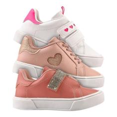 Imagem de Kit 3 Pares Tênis Infantil Feminino Escolar Charmoso Do 22 Ao 29 - Bab
