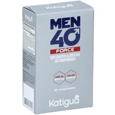 Imagem de Katiguá, Men 40 Force, HMB 2300 MG + Vitamina C 2000 UI, Sem sabor, Para Homens, 30 Cápsulas rígidas • 10 doses, Cinza