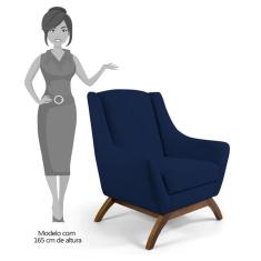 Imagem de Poltrona Decorativa Base Manu Madeira Juliet B-304 Veludo  Marinho - Domi