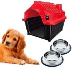 Imagem de Casinha Plástica Pet P/ Cães N3 + 2 Comedouro Chalesco 150ml - Mecpet