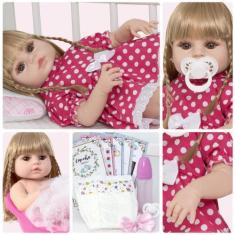 Imagem de Boneca Reborn Realista Loira Com Acessórios Envio Imediato - Cegonha R
