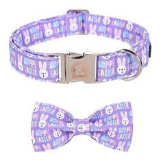 Imagem de MR. CHUBBYFACE Coleira para cães de Páscoa, coleira de coelho com laço ajustável, gravata borboleta para cães pequenos, médios e grandes