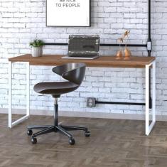 Imagem de Mesa para Escritório Diretor Estilo Industrial 150cm Kuadra Lâmina Mel/Est.Branca