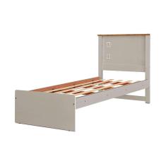 Imagem de Cama Solteiro Barcelona Off White E Madeira