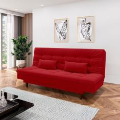 Imagem de Sofá Cama para Sala de Estar 3 Lugares 190 Cm Sofanete Vermelho
