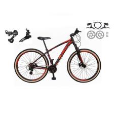 Imagem de Bicicleta aro 29 Ksw Xlt 24v Câmbios Shimano Freios Hidráulicos Garfo com Suspensão Pneu Faixa Bege - Preto/Vermelho/Laranja
