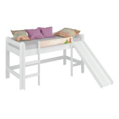 Imagem de Cama Infantil Elevada Completa Móveis Bb 880 Escorregador Branca/Rosa