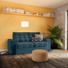 Imagem de Sofá 3 Lugares Retrátil E Reclinável Angers Suede Azul Turquesa - Mobl