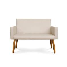 Imagem de Sofá Namoradeira Lugares Luxo Tecido Balaqui Decor Courino Bege