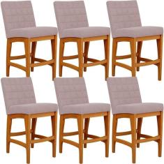 Imagem de Kit 06 Banquetas Baixa Cozinha Bancada Fixa Mila L02 Rosê
