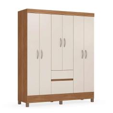 Imagem de guarda-roupa solteiro flash 6 pt 2 gv amêndola e off white