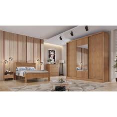 Imagem de Guarda Roupa Casal com Espelho 3 Portas 8 Gavetas - Arezzo Plus-Cumaru - Móveis Novo Horizonte