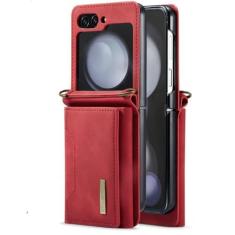 Imagem de Carteira crossbody cartões capa de couro para Samsung Galaxy Z Flip 5 3 4 5G Flip5 Flip4 bolsa de corda longa capa de cordão de bolso, vermelha, para Samsung Z Flip 5