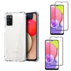 Imagem de Kit Capa Anti Impactos para Galaxy A03s e 2X Película 5D 9D Full Cover Tela Inteira