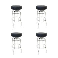 Imagem de Banqueta Bar M dia Altura 65cm Cromada Assento Preto Girat ri