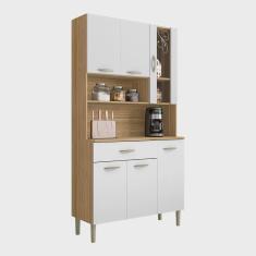 Imagem de Armário de Cozinha Compacta 6 Portas e 1 Gaveta 90 cm Gold Ripado Freijó/Supremo - Pallazio
