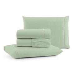 Imagem de Jogo Cama Lençol Bali Queen Percal 180 Fios 100% Algodão Ponto Palito 4 Peças - Verde