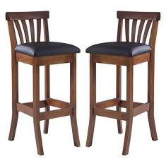 Imagem de Kit 2 Banquetas Alta Estofada Anthurium 36 x 100 Cm Madeira Maciça Imbuia Facto Impermeável Marrom L74 - RMI