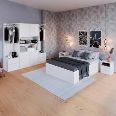 Imagem de Quarto Inteiro Cama Queen Armário E 2 Mesas De Cabeceira Branco Tokio Art In Móveis