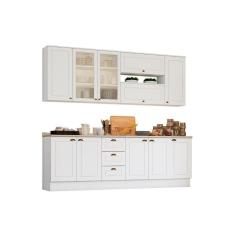 Imagem de Kit De Cozinha Modulada 10 Peças Americana (4 Aéreos + 3 Balcões + 3 Tampos) Cz266 Branco