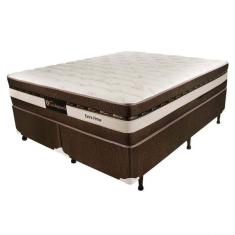 Imagem de Cama Box Queen 76cmx158cmx198cm Molas Ensacadas Esplendor Luckspuma Colchões Bege/Marrom