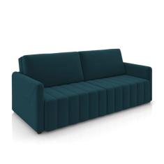 Imagem de Sofá-Cama Decorativo Retrátil Thanos 2 Lugares 192cm Veludo Azul Marinho G45 - Gran Belo