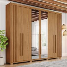 Imagem de Guarda-roupa Casal 6 Portas 4 Gavetas com Espelho Nathaniel Espresso Móveis Marrom