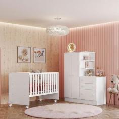 Imagem de Berço Nacional 3540 E Guarda Roupa Com Cômoda 4070 Ambiente Doce Sonho