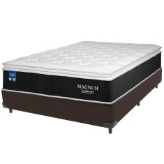Imagem de Cama Box Marrom e Colchão Magnum Molas Ensacadas Casal Plumatex