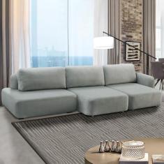 Imagem de Sofá Decorativo Santiago 4 Lugares 312cm Sala de Estar Retrátil Modulado Bouclê Cinza G89 - Gran Belo
