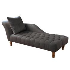 Imagem de Divã Chesterfield Anna Recamier 160cm Via Encanto Veludo Cinza Lado Es
