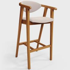 Imagem de Banqueta Alta Para Cozinha Bancada Bar Sala de Jantar Fixa Cecília L02 Suede Bege - Lyam