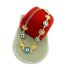 Imagem de Pulseira Feminina 16/20cm + Olho Grego Folheado Ouro PL502