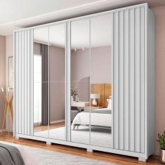 Imagem de Guarda-roupa Casal Apollo 6 Portas 4 Gavetas Com Espelho Branco - Caemmun