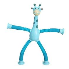 Imagem de Girafa de tubo elástico, ventosa telescópica de girafa brinquedos para crianças e adultos, girafa que muda tubo telescópico quebra-cabeça infantil com ventosa de sucção para pais e filhos brinquedo interativo