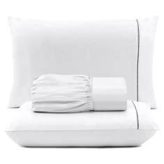 Imagem de Jogo de Lençol Malha King 3 Peças 100% Algodão Branco