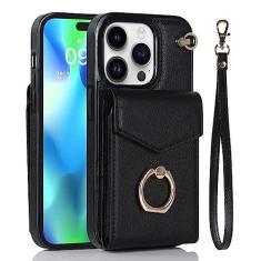 Imagem de Capa de telefone de couro de luxo para iPhone 14 13 12 Mini 11 Pro X XS Max XR 8 7 6 6S Plus SE 2020 Porta-cartão porta-carteira Stand Back Cover, preto, para iPhone 13 Mini