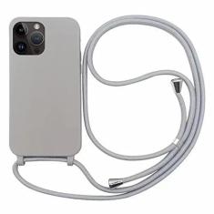 Imagem de Colar transversal com cordão e cordão capa para telefone para iPhone 14 Plus 13 12 Mini 11 Pro XS Max XR X Silicone Soft TPU Capa traseira, cinza, para iphone 11Pro Max