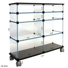 Imagem de Balcão de Atendimento Modulado em Vidro com Rodízios e MDF - 1,00 x 1,00 X 0,40