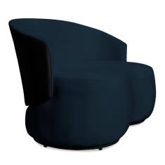 Imagem de Sofá Namoradeira 2 Lugares Decorativa Lara Veludo Azul Marinho/PU Preto - Montanaris Decor