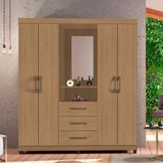 Imagem de Guarda Roupa Com 4 Portas e Espelho Brasiliense Nature
