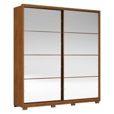 Imagem de Guarda Roupa Casal Belga 2 Portas Deslizantes Nogueira Com 8 Espelhos E Pés - Demartêz Nogueira