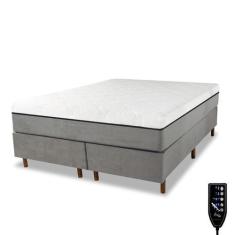 Imagem de Cama Box e Colchão Magnético Massageador - Therapy Life Basic, Cinza, 