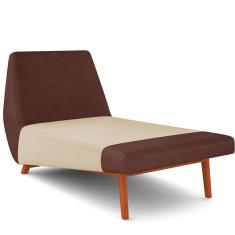 Imagem de Sofá Chaise Longue Sala De Estar Living Parisi D02 Couríssimo Marrom B-38 Linho Bege D-463 - Lyam Decor