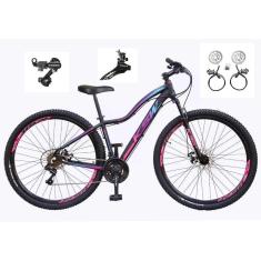 Imagem de Bicicleta Feminina aro 29 Ksw Mwza 24v Câmbios Shimano Freios Hidráulicos Garfo com Suspensão - Preto/Pink/Azul