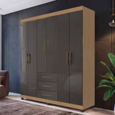 Imagem de Guarda Roupa Casal 6 Portas Antônio Nature Grafite Perolizado