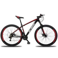 Imagem de Bicicleta Aro 29 Ksw 21v Com Suspensão E Freios A Disco - - 15" Preto-vermelho E Branco