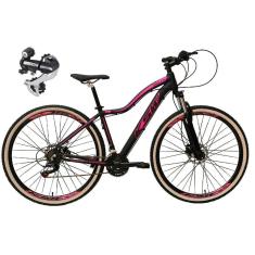 Imagem de Bicicleta Aro 29 Ksw Mwza 24v Câmbio Shimano Acera K7 Garfo Trava Freio a Disco com Pneu Bege - Preto/Rosa