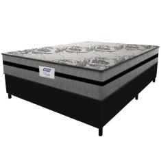Imagem de Cama Box Casal Colchão Gazin Com Molas Ensacadas Rubi 138x188x70cm Suede Preto/cinza Cinza